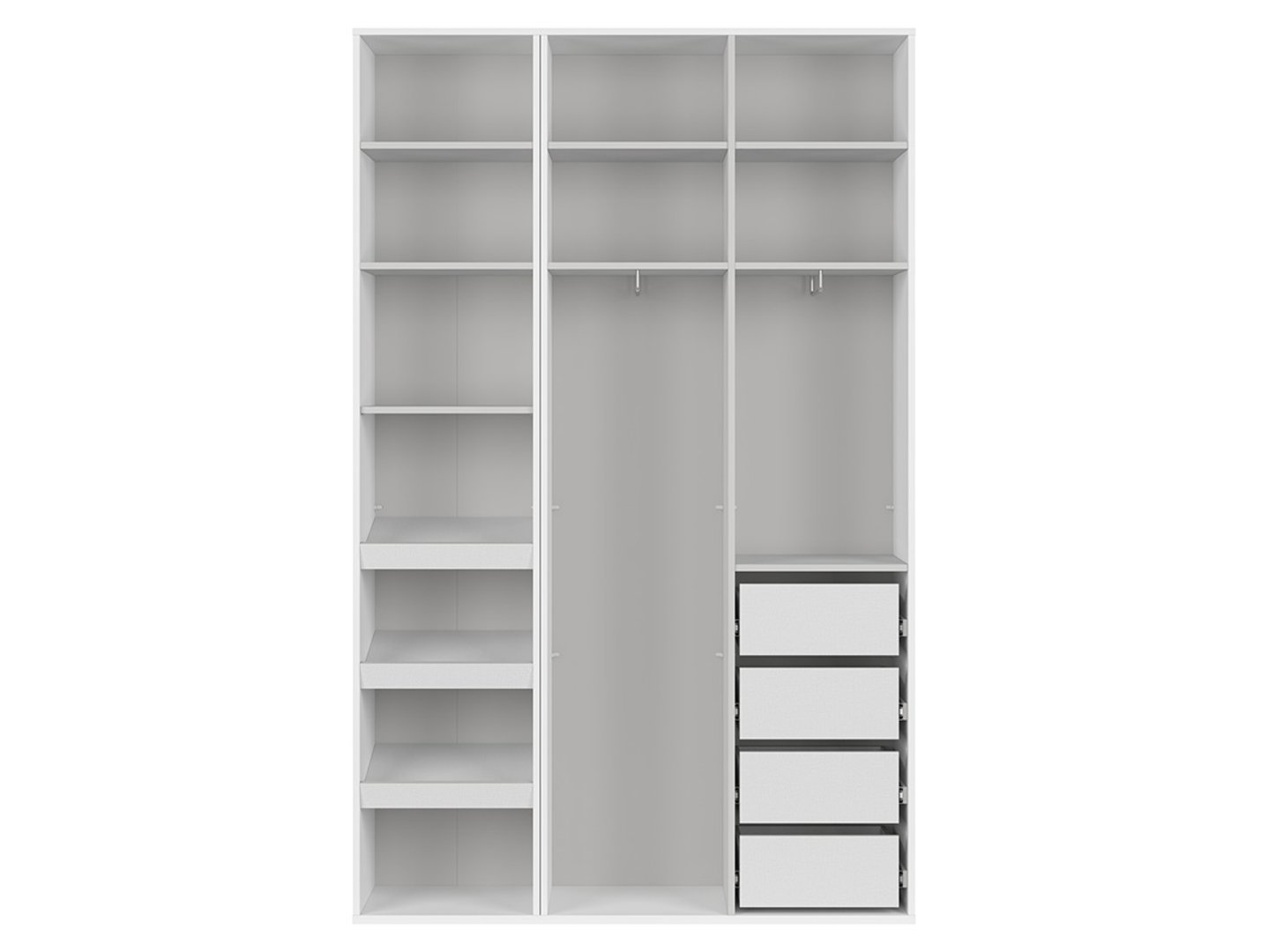 FLEX three-door wardrobe with mirror, 150 cm, white/gray - Image 3