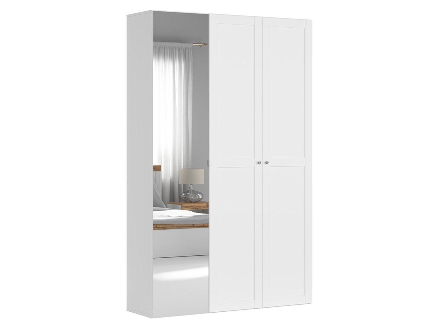 FLEX three-door wardrobe with mirror, 150 cm, white/gray - Image 5
