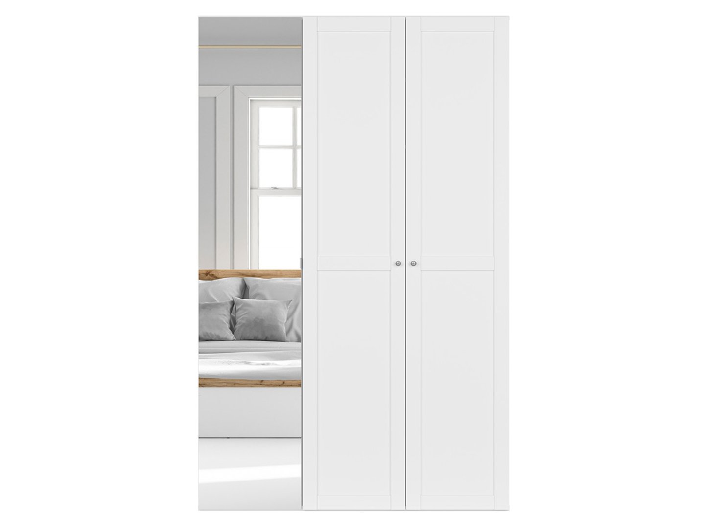 FLEX three-door wardrobe with mirror, 150 cm, white/gray