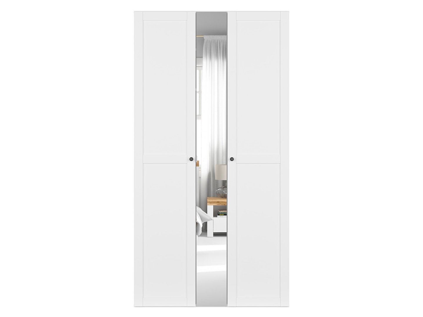 FLEX three-door wardrobe with mirror, 125 cm, white/gray