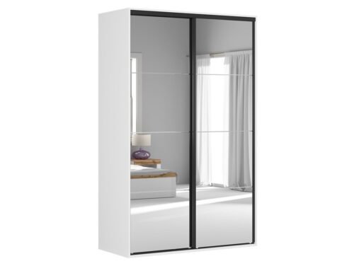 Wardrobe with sliding doors and mirrors FLEX 150 cm white/gray