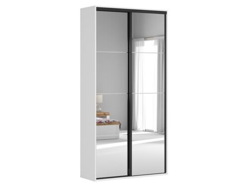Wardrobe with sliding doors and mirrors FLEX 120 cm white/gray