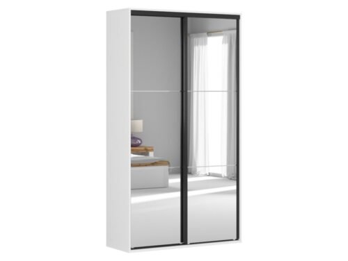 Wardrobe with sliding doors and mirrors FLEX 120 cm white/gray