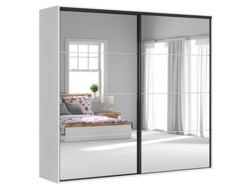 Wardrobe with sliding doors and mirrors FLEX 260 cm white/gray