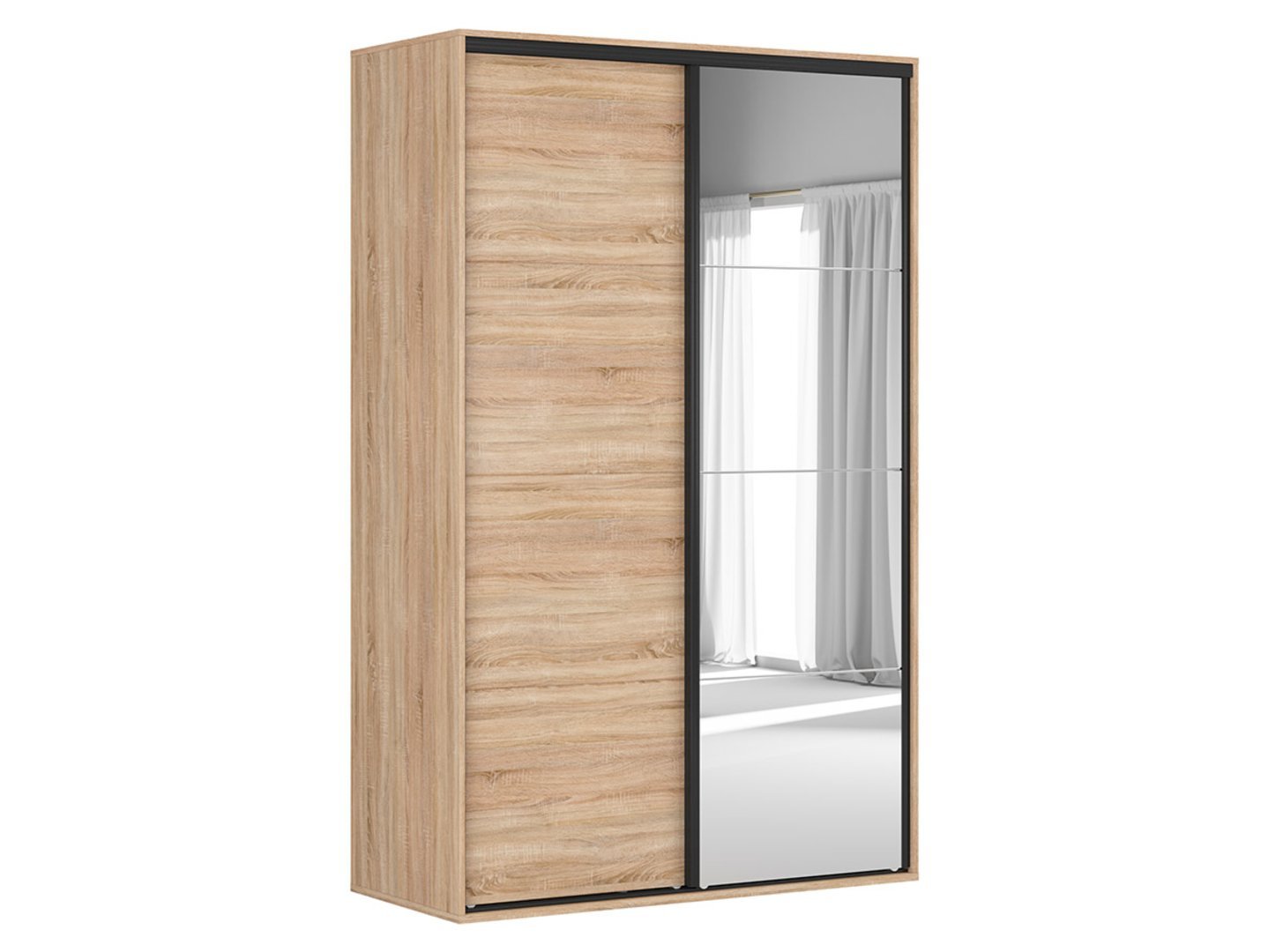 FLEX wardrobe with sliding doors and mirrors 150 cm, Sonoma oak/gray