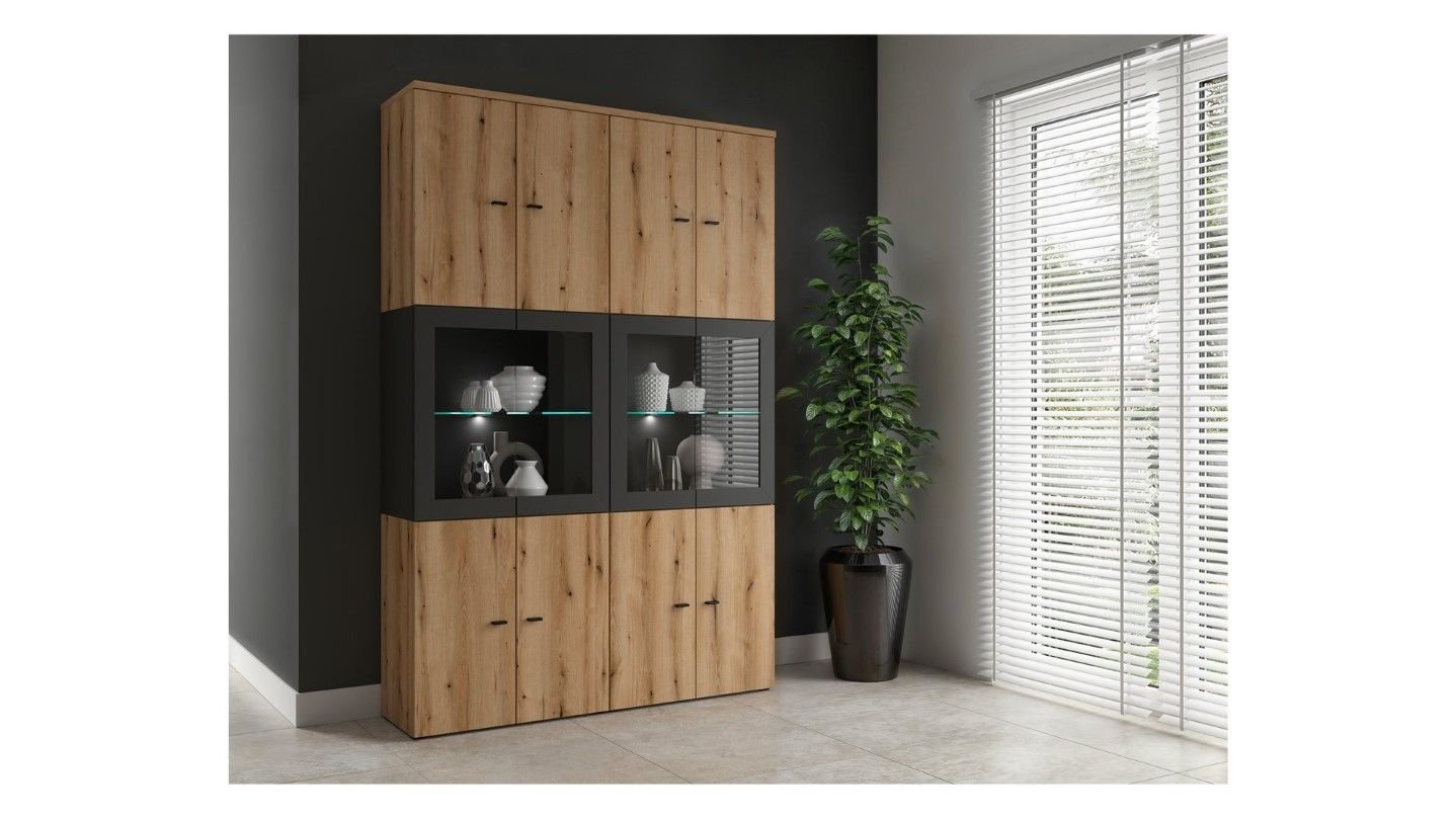 Two-door cabinet "System 64" with oak imitation - Image 4