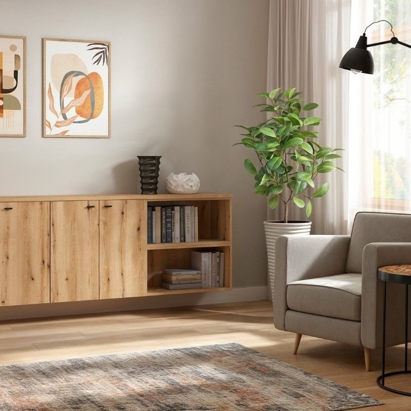 Two-door cabinet "System 64" with oak imitation