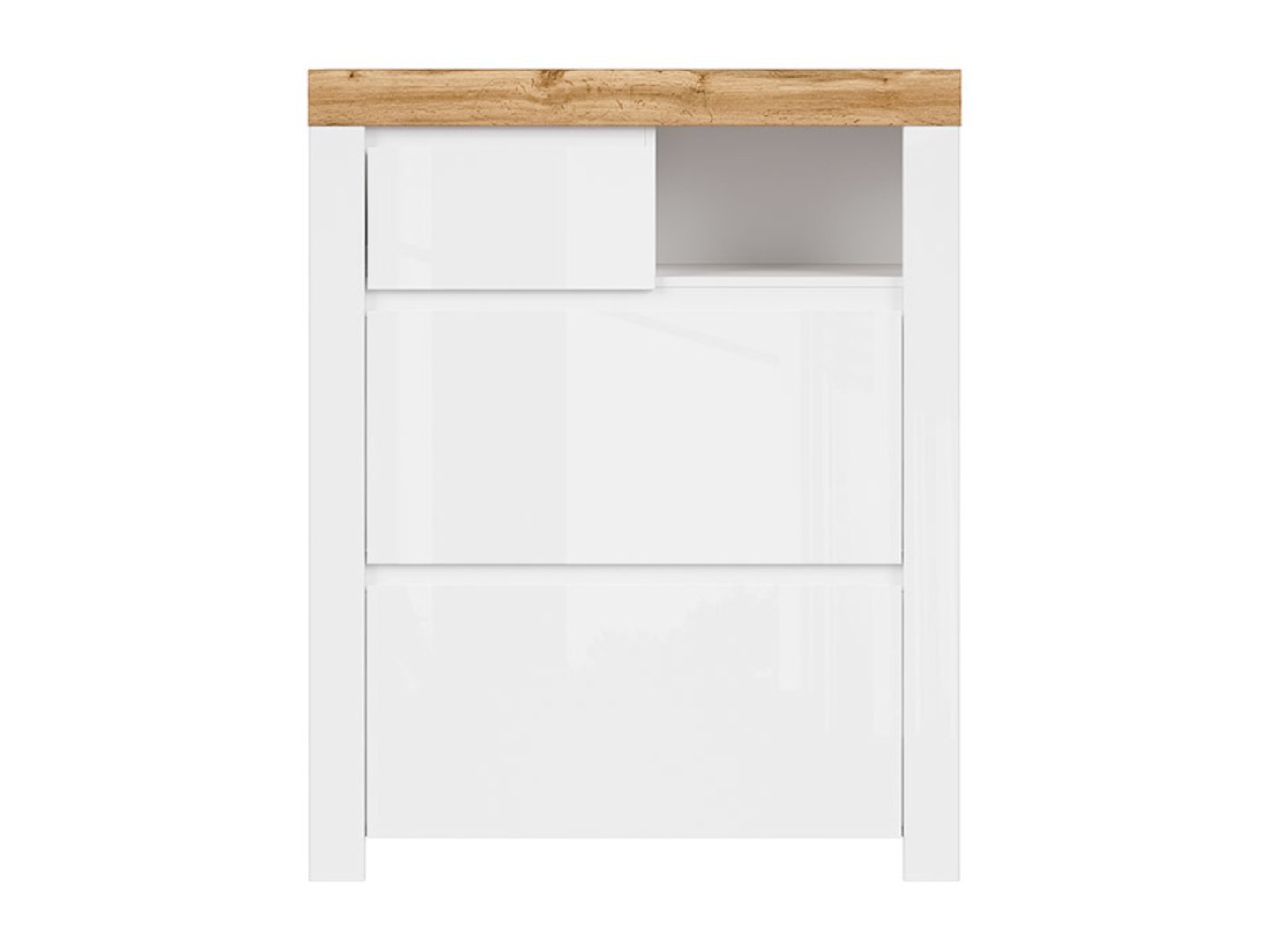 HOLTEN 2-door shoe cabinet with drawer, 92.5 cm, white/wotan oak - Image 2