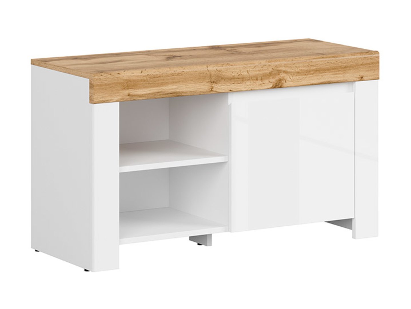 HOLTEN shoe cabinet with one door, 92.5 cm, white/wotan oak