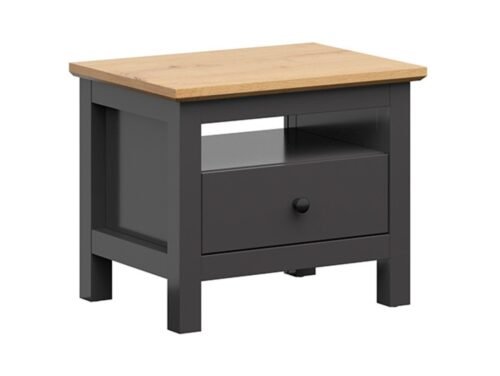 HESEN bedside table, 60 cm, graphite/artificial oak