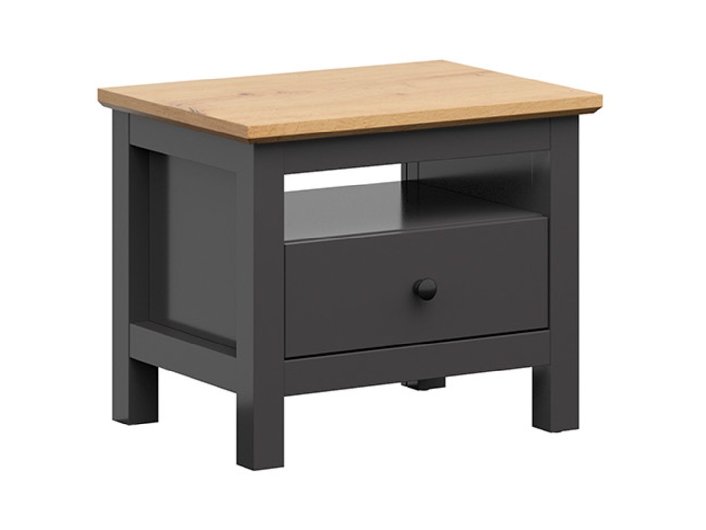 HESEN bedside table, 60 cm, graphite/artificial oak