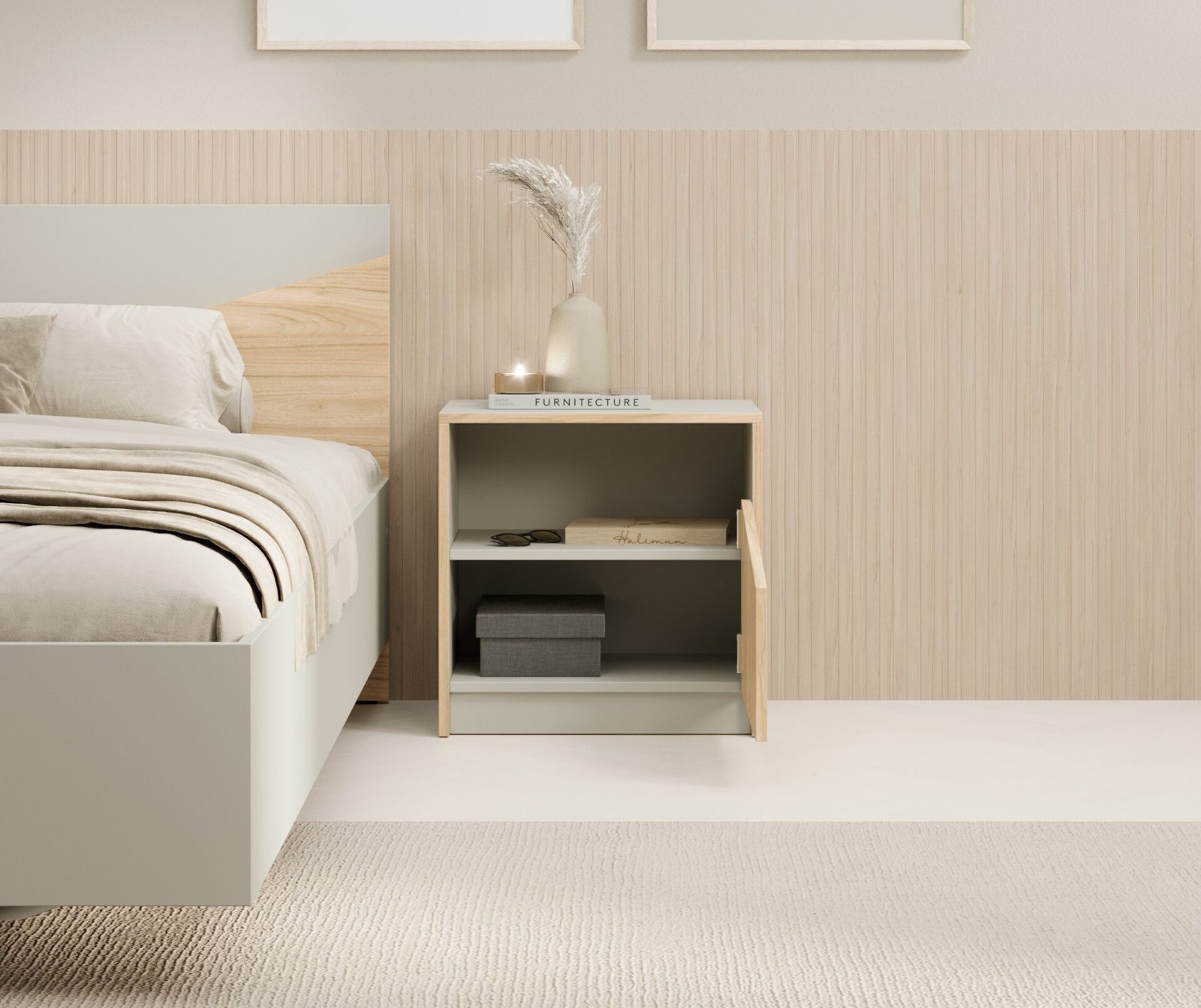 I Atson oak/grey beige bedside table, ADRK - Image 2