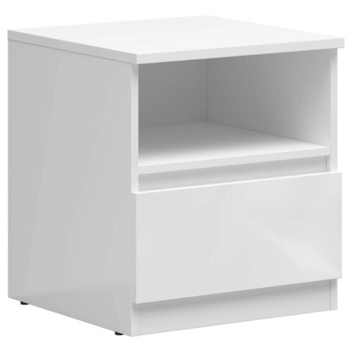 TETRIX bedside table, 45 cm, glossy white