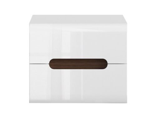 Bedside table with two drawers AZTECA TRIO 50 cm white/white glossy