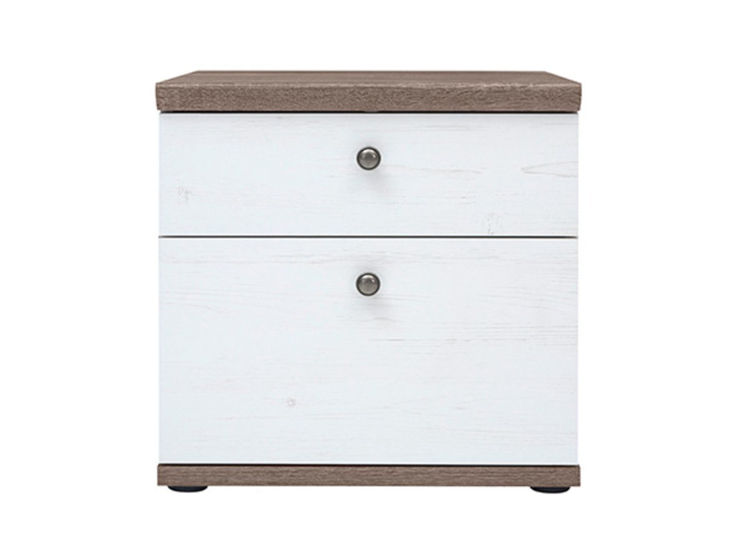 STOCKHOLM bedside table with two drawers, 48 cm, andersen pine, white/dark sonoma oak - Image 2