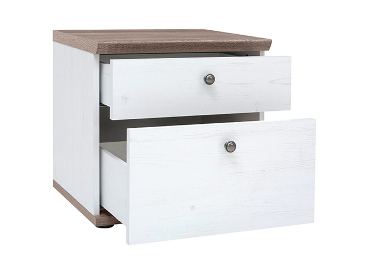 STOCKHOLM bedside table with two drawers, 48 cm, andersen pine, white/dark sonoma oak - Image 3