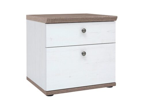 STOCKHOLM bedside table with two drawers, 48 ​​cm, andersen pine, white/dark sonoma oak