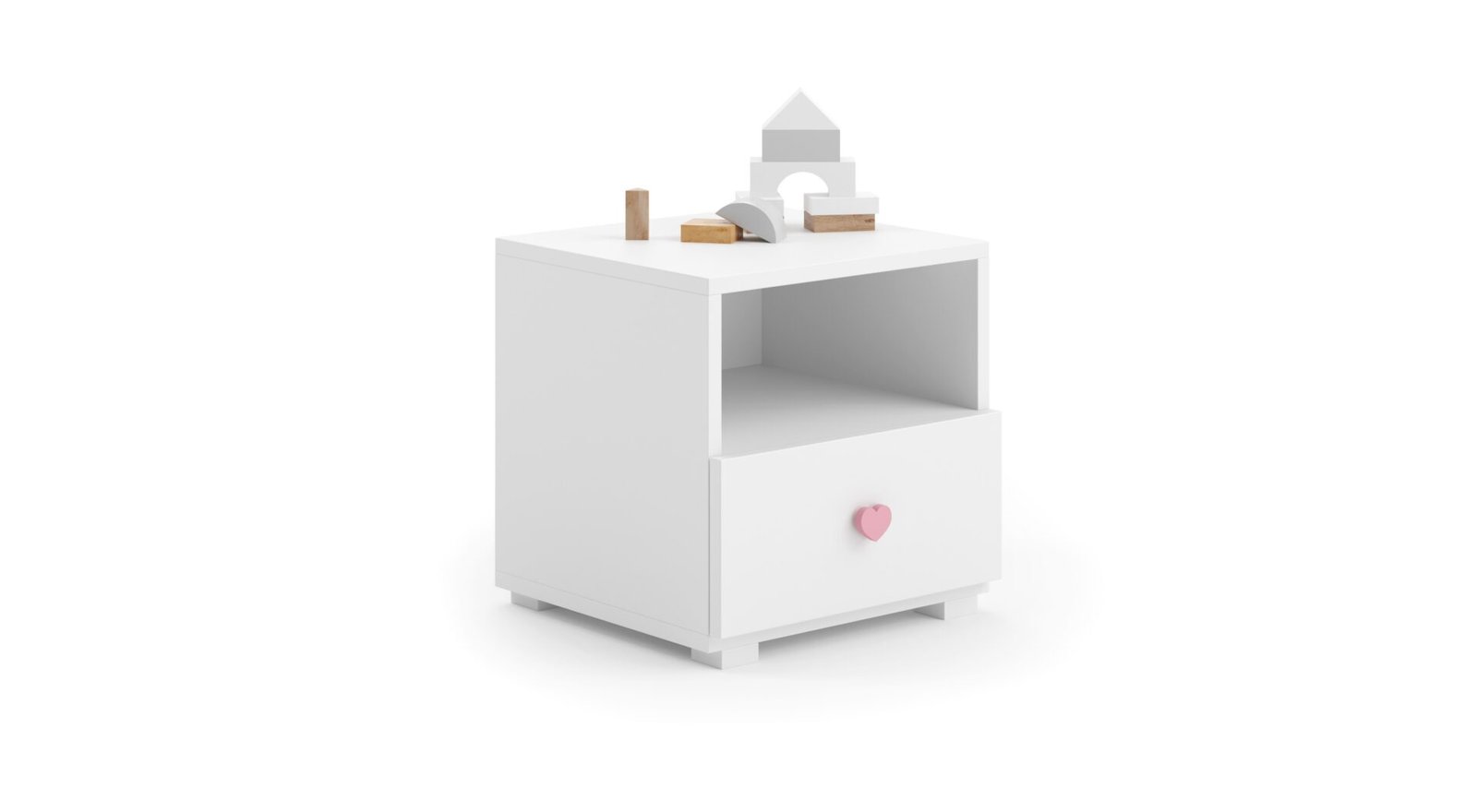 EMI white ADRK bedside table with drawer