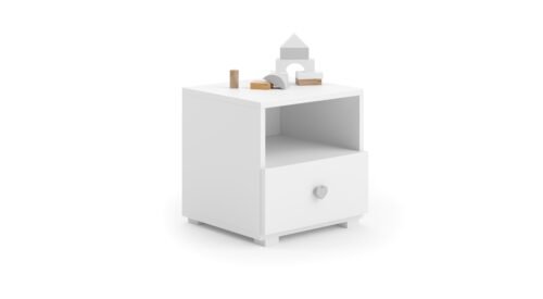 EMI white ADRK bedside table with drawer