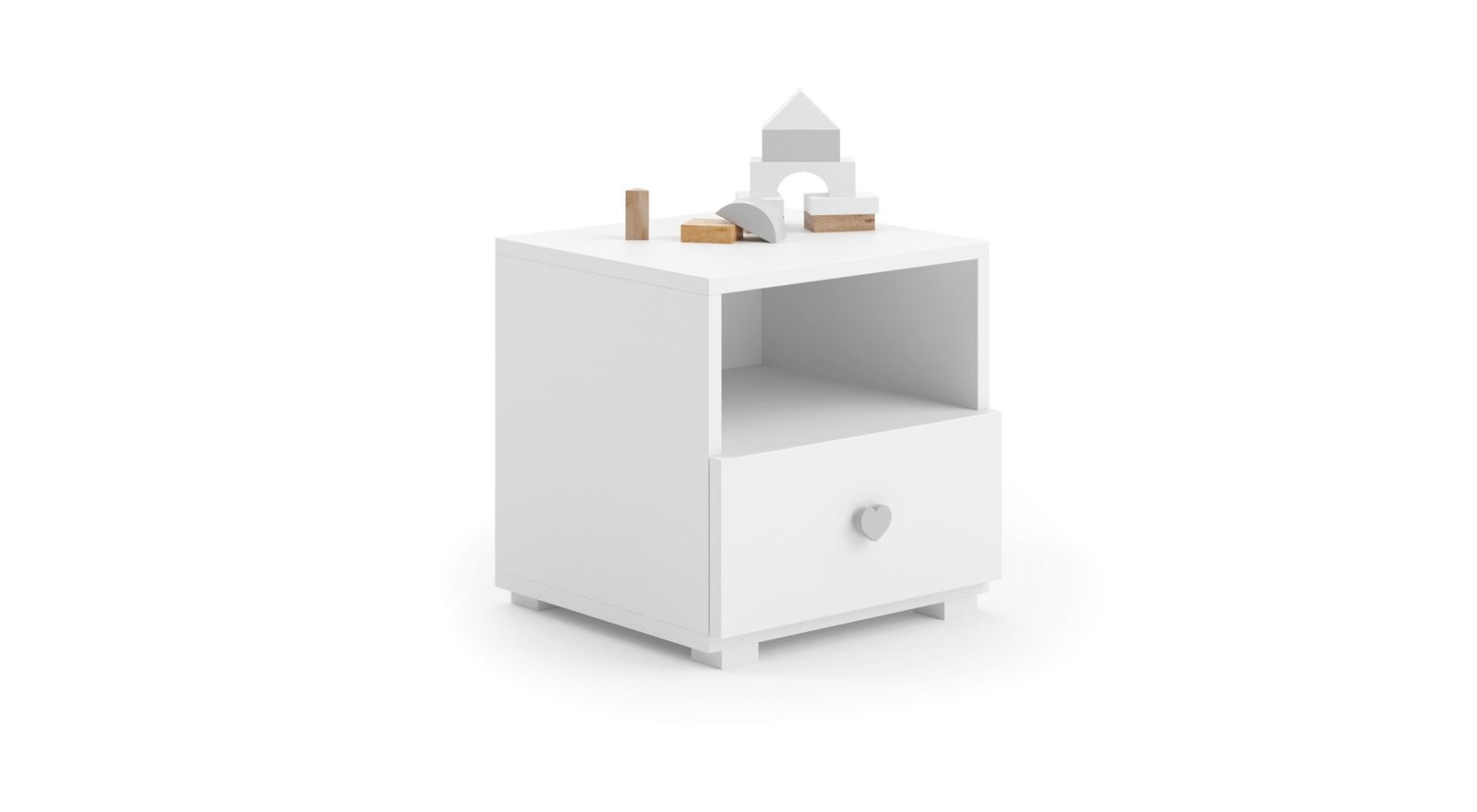 EMI white ADRK bedside table with drawer