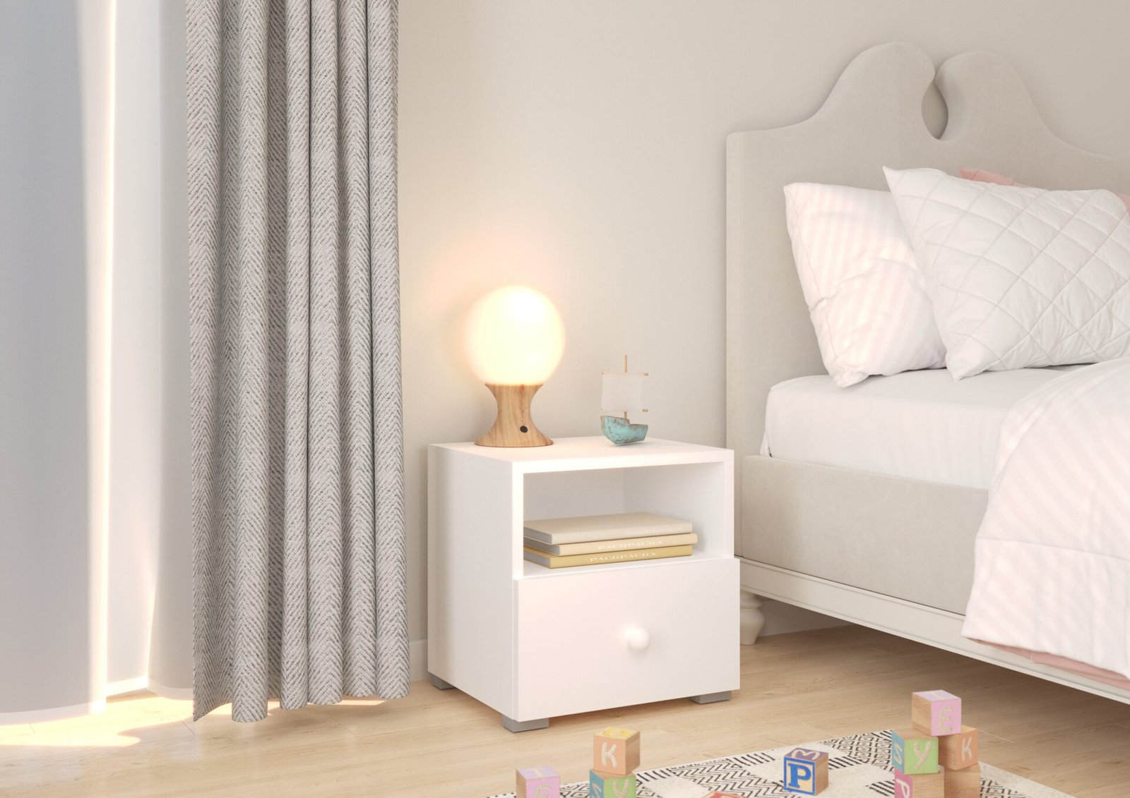 EMI white ADRK bedside table with drawer - Image 2
