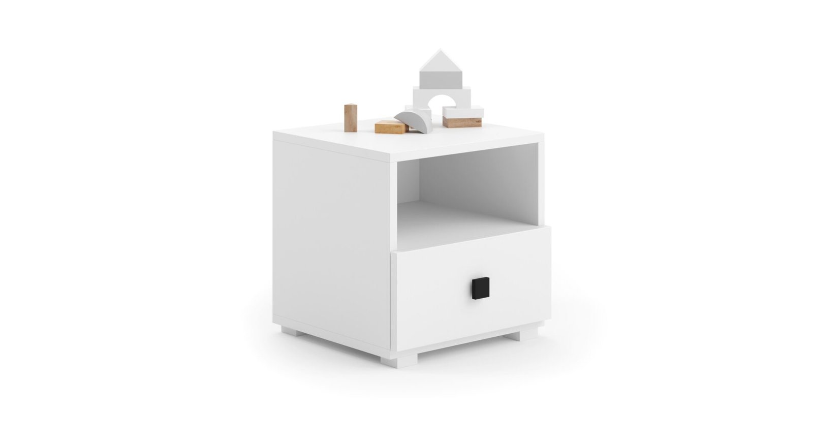 EMI white ADRK bedside table with drawer