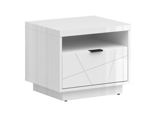 FORN bedside table with drawer, 50 cm, white high-gloss