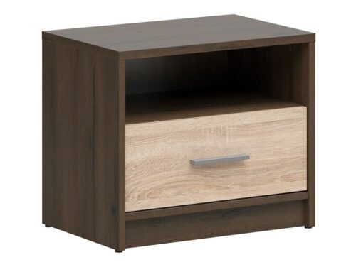 NEPO PLUS bedside table with drawer and shelf, 49 cm, noble oak/somona oak