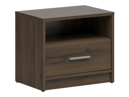 NEPO PLUS bedside table with drawer and shelf, 49 cm, noble oak
