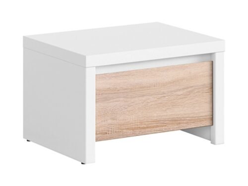 KASPIAN bedside table with drawer, 51 cm, white/sonoma oak