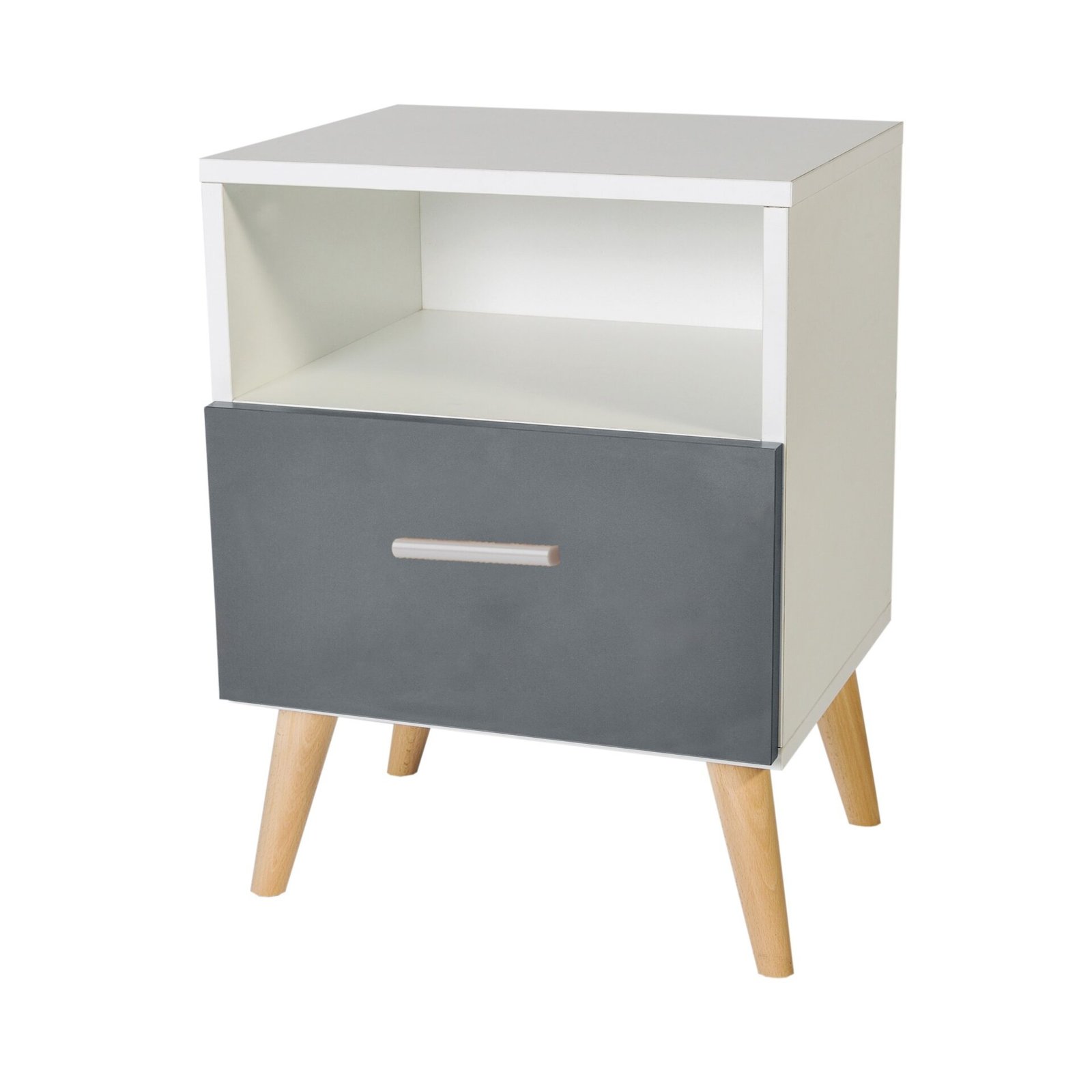LOGAN bedside table with drawer, white/gray, ADRK