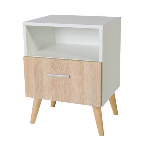 LOGAN bedside table with drawer, white/Sonoma ADRK