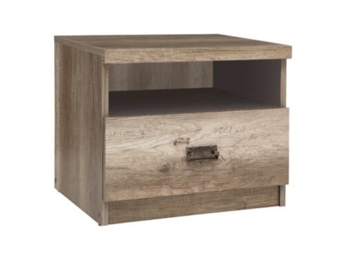 MALCOLM bedside table with drawer, 50 cm, imitation monumental oak/imitation monumental oak with pattern