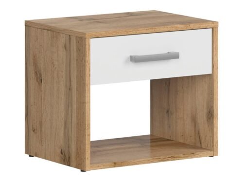 MATOS bedside table with drawer, 45 cm, wotan oak/white