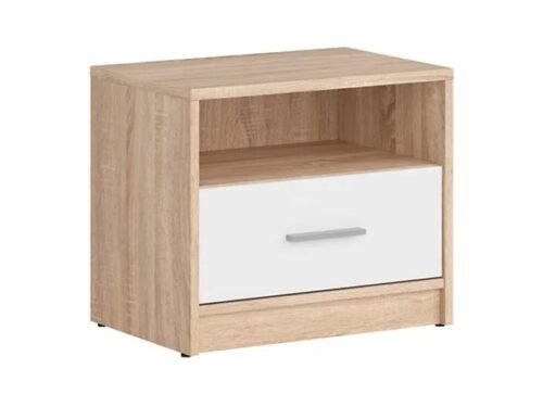 NEPO PLUS bedside table with drawer, 49.5 cm, Sonoma oak