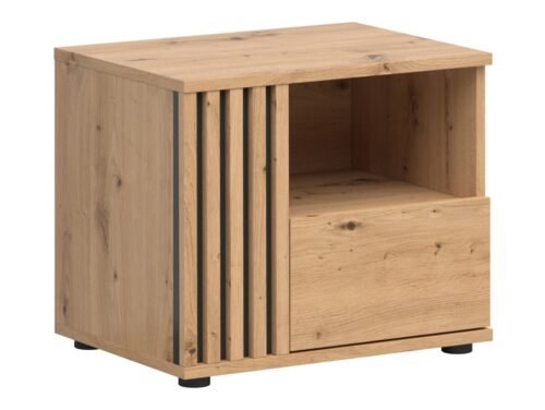 Vabres bedside table with drawer, 55 cm, left side, oak imitation, slats