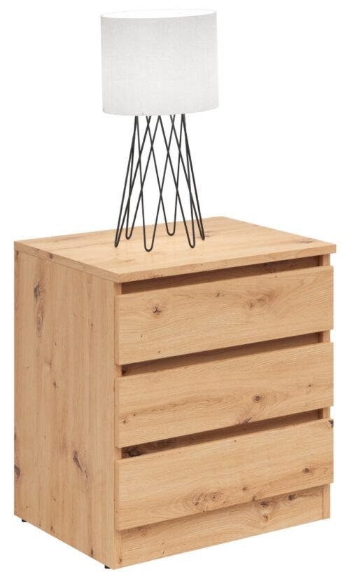 Nightstand with three drawers SATURN 45 cm, oak color