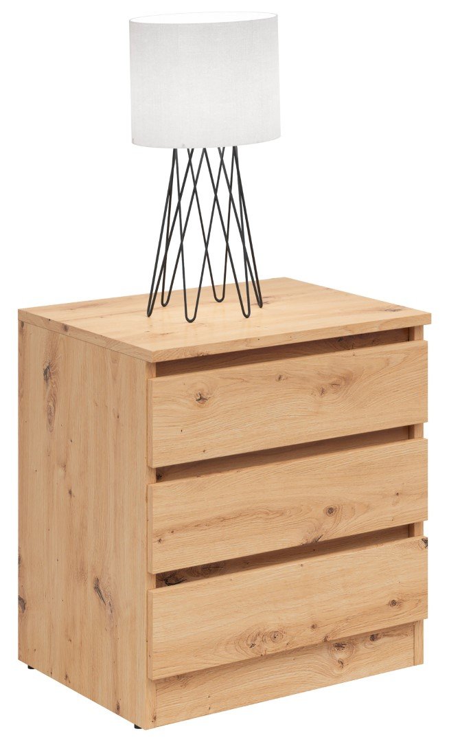 Nightstand with three drawers SATURN 45 cm, oak color