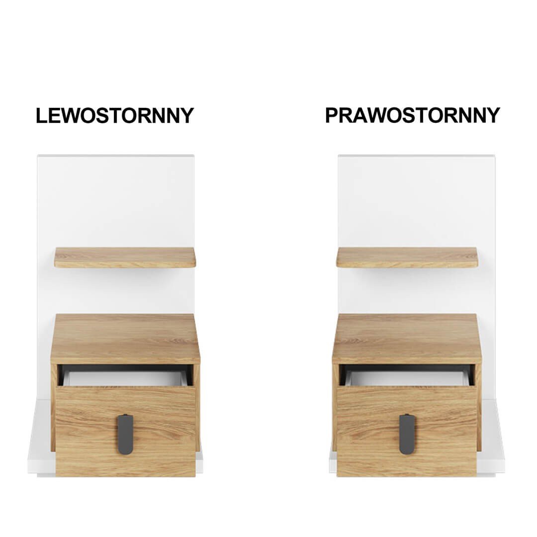 SIMI MS-08 bedside table | White, natural hickory wood - Image 5