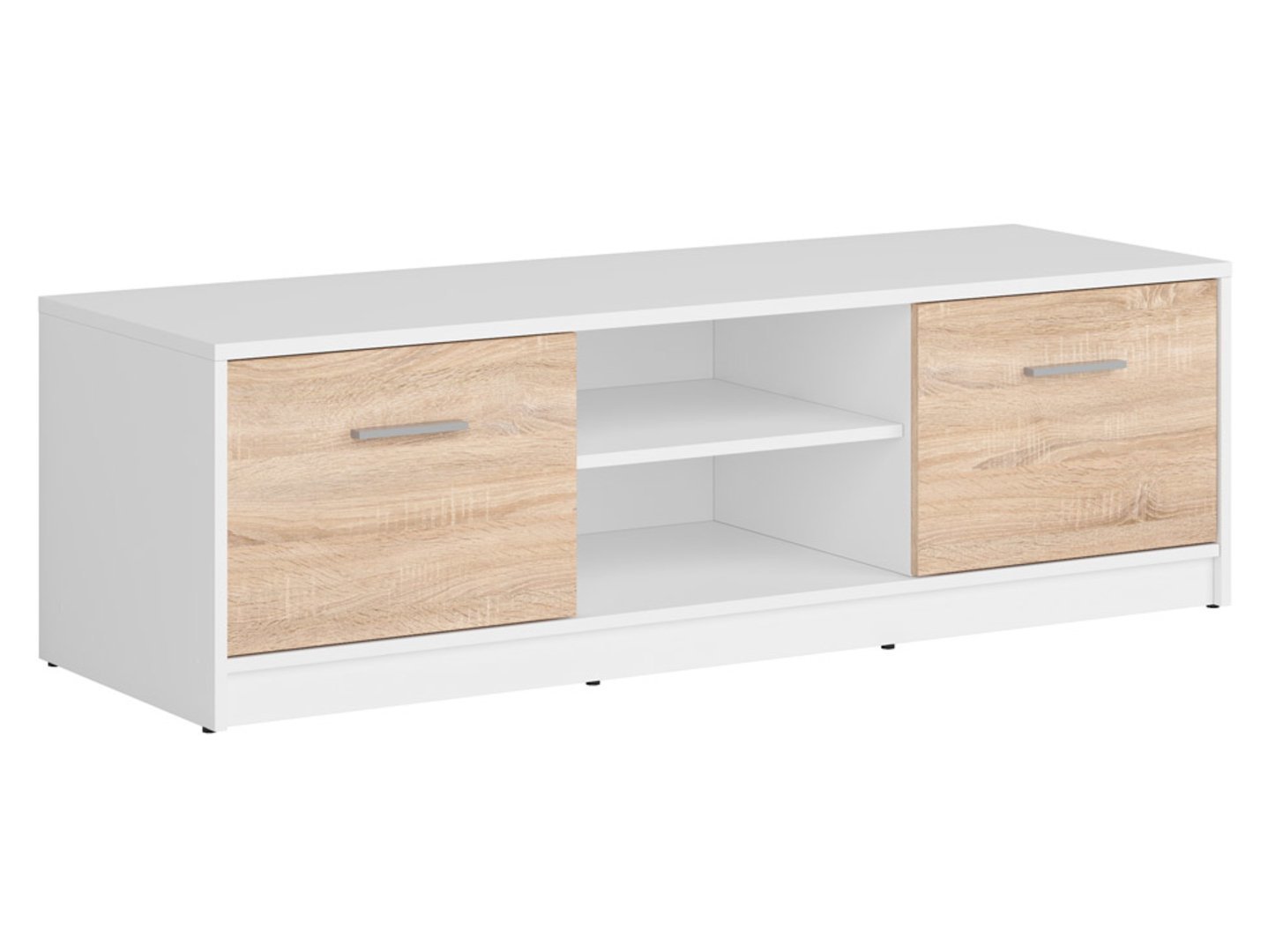 NEPO PLUS two-door TV cabinet, 138.5 cm, white/sonoma oak