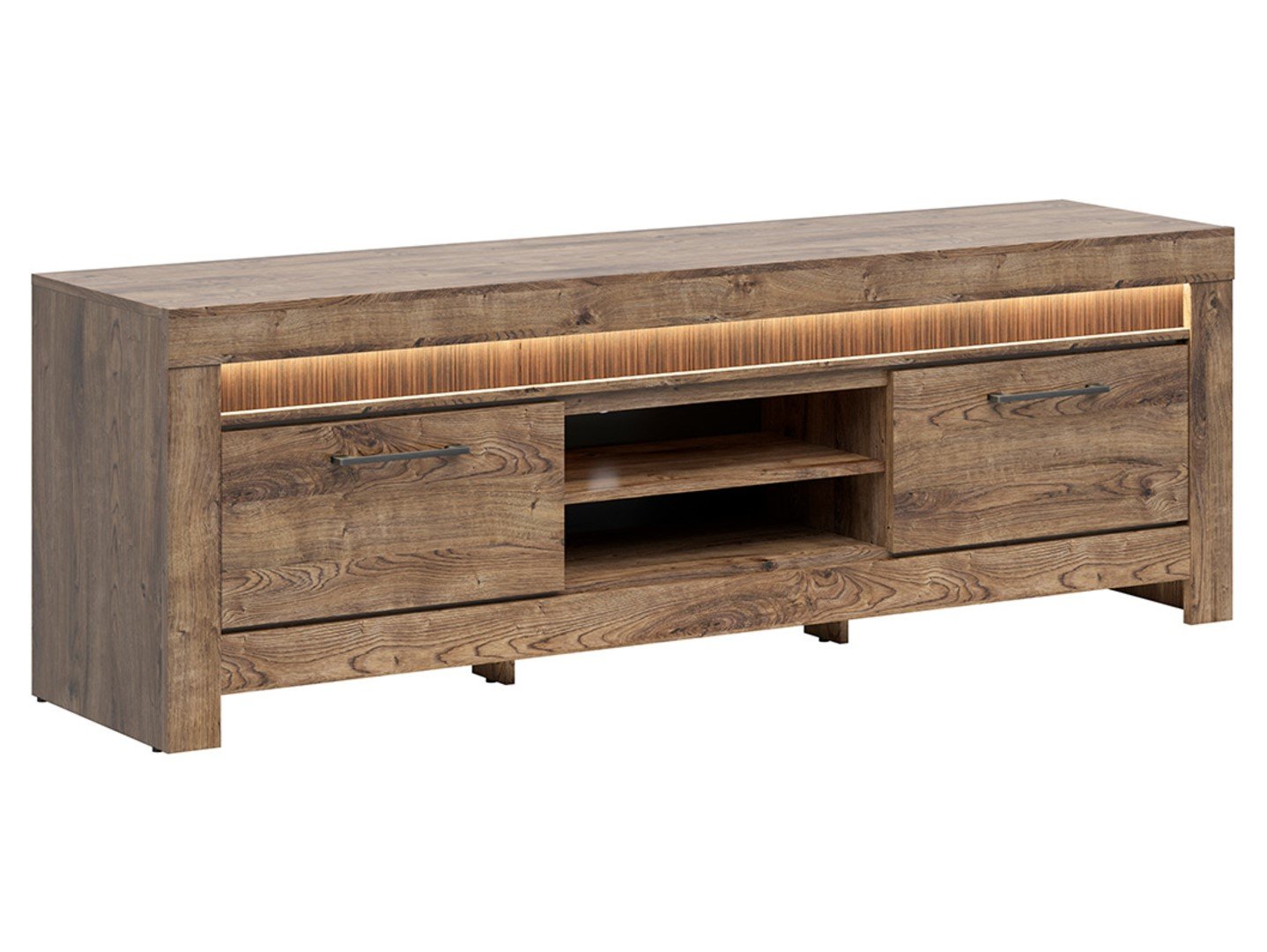 TORIN two-door TV cabinet, 180 cm, oak brown, ribbed pattern