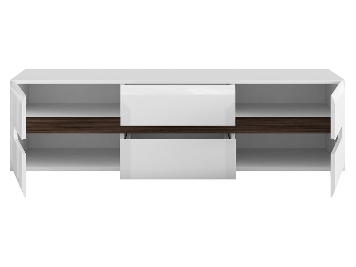 Two-door TV cabinet with two drawers AZTECA TRIO 150 cm white/white glossy color - Image 2