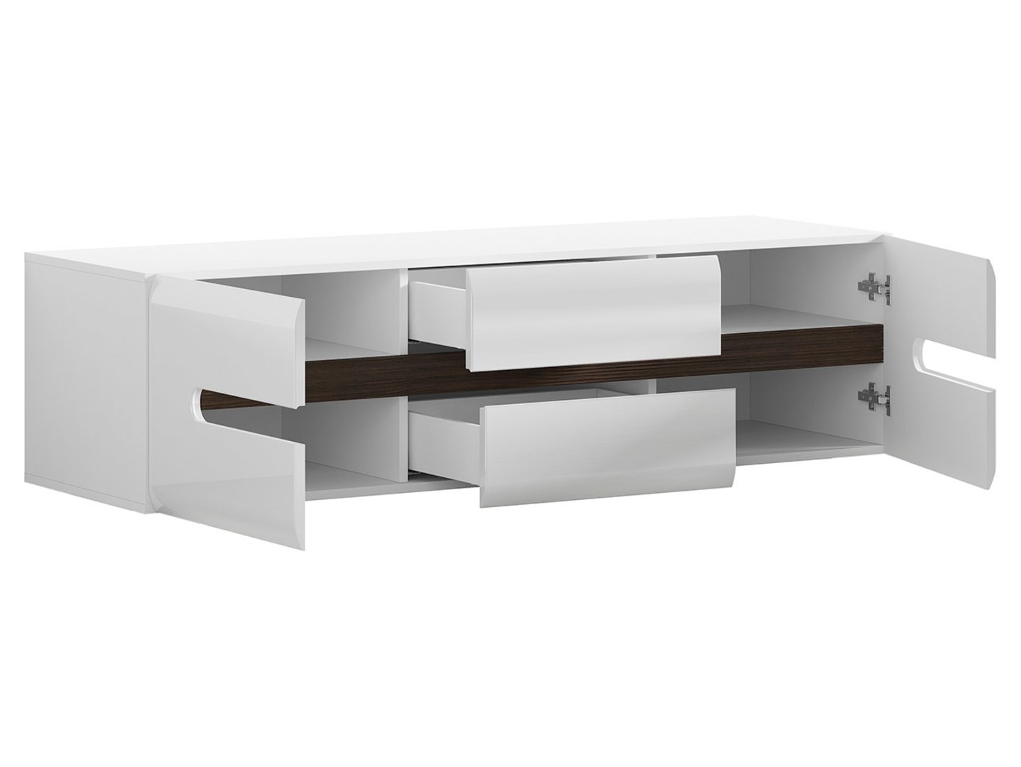 Two-door TV cabinet with two drawers AZTECA TRIO 150 cm white/white glossy color