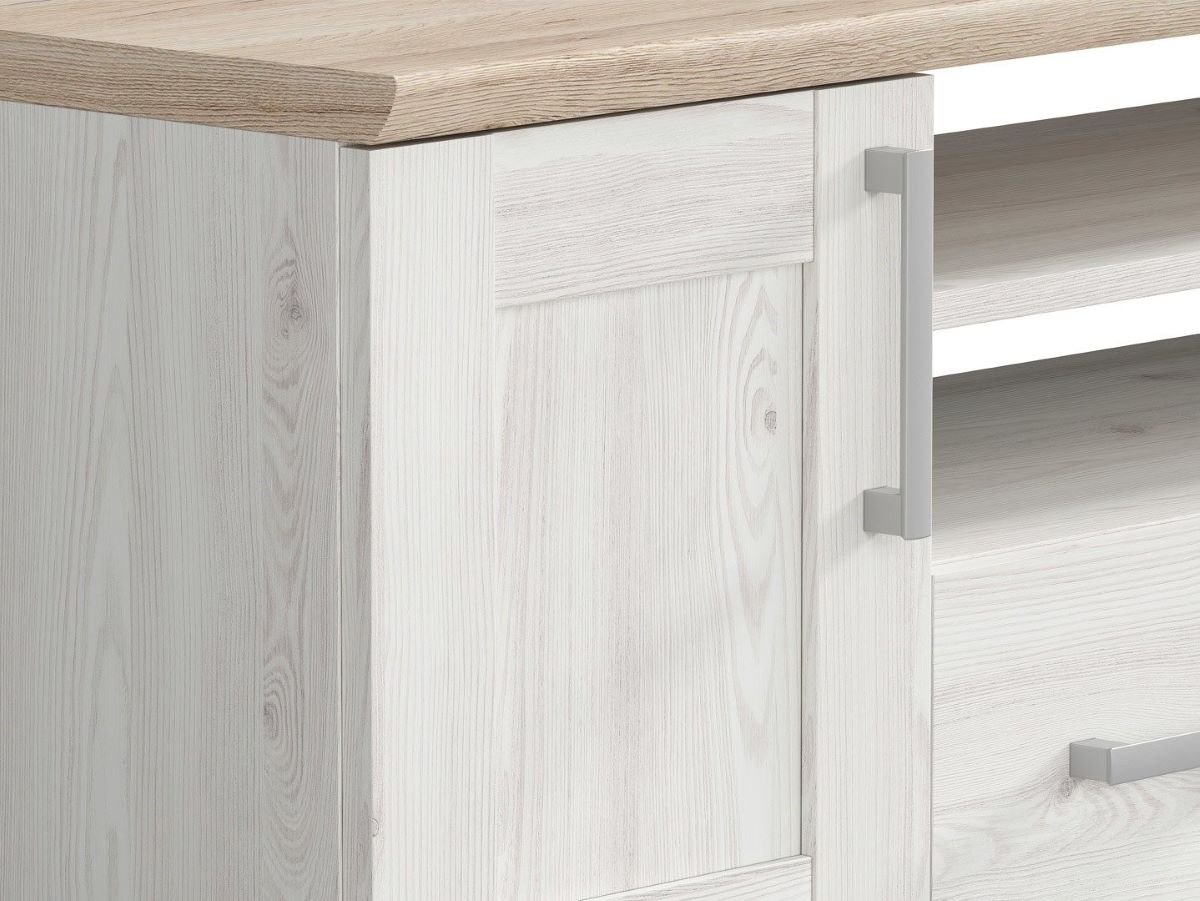 Two-door TV cabinet with two drawers ROMANCE 152 cm light Sibiu larch/light San Remo oak - Image 4