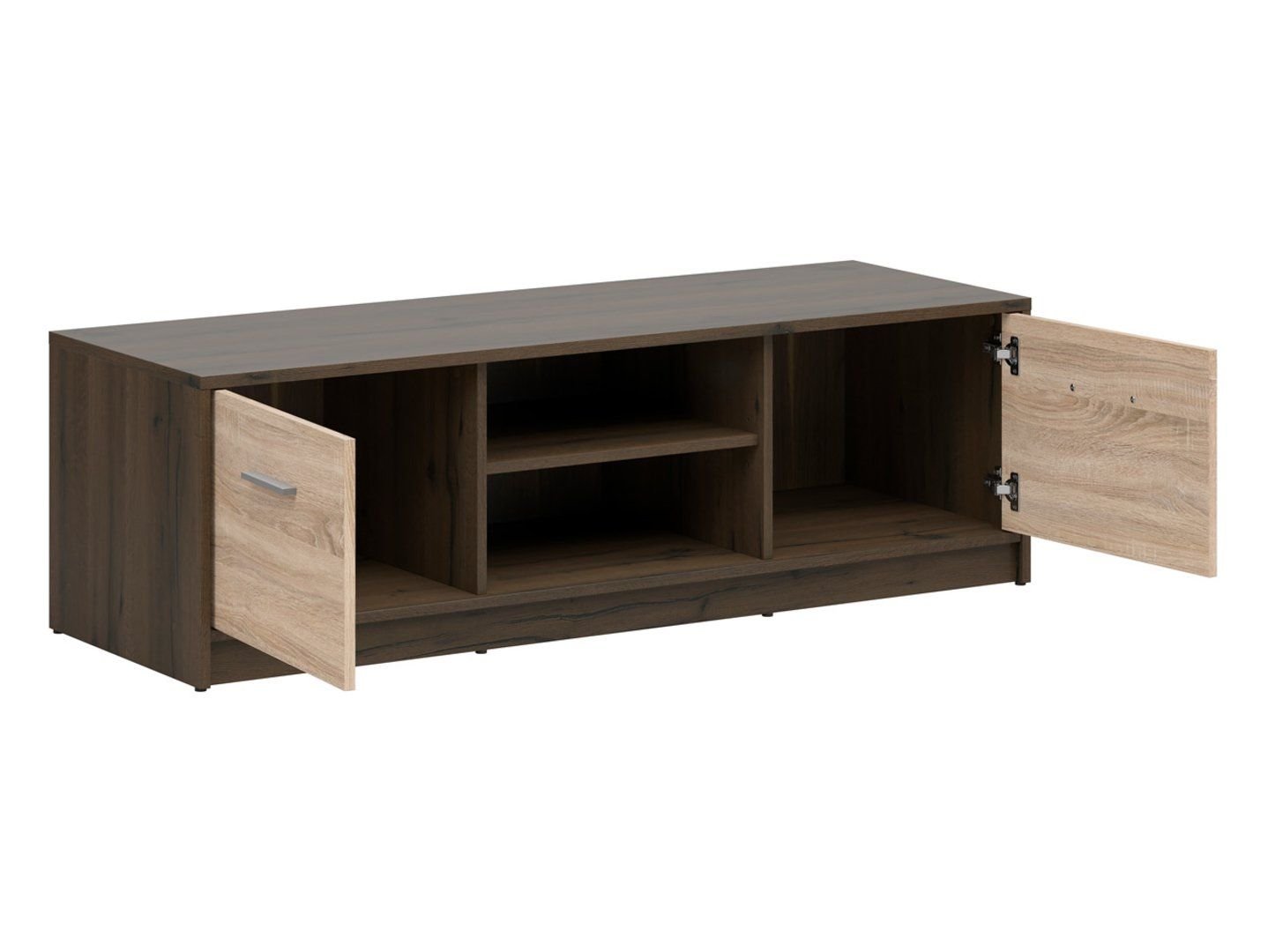 Two-door TV cabinet with shelf NEPO PLUS 138 cm, noble oak/sonoma oak - Image 2