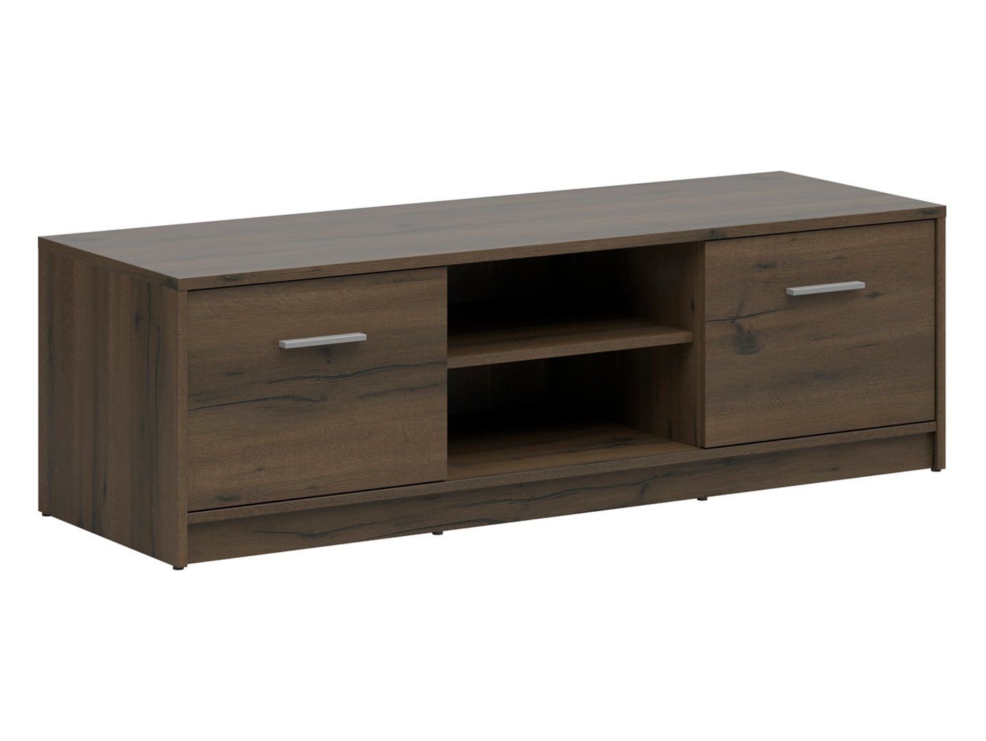 Two-door TV cabinet with shelf NEPO PLUS 138 cm, noble oak