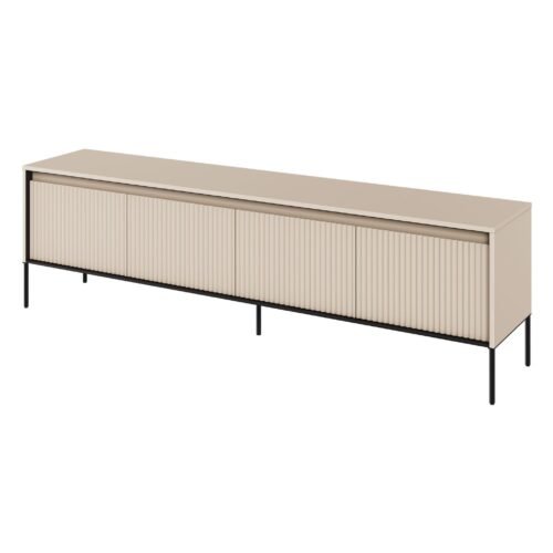 TV cabinet with grooves TREND 06 beige/black legs