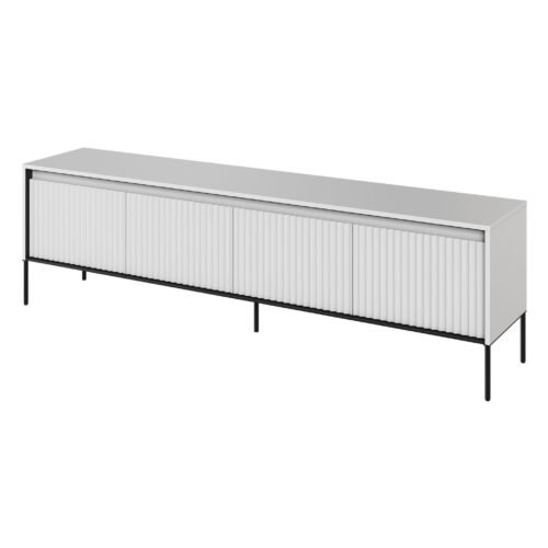 TV cabinet with grooves TREND 06, white/black legs