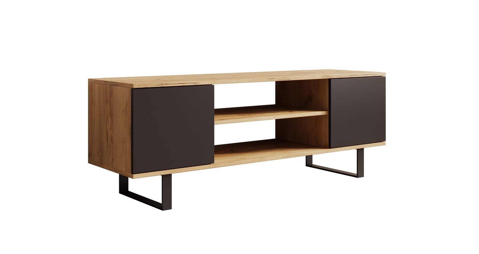Lofter TV cabinet, 135 cm, oak/black, ADRK