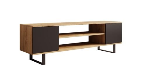 Lofter TV cabinet, 155 cm, oak/black, ADRK